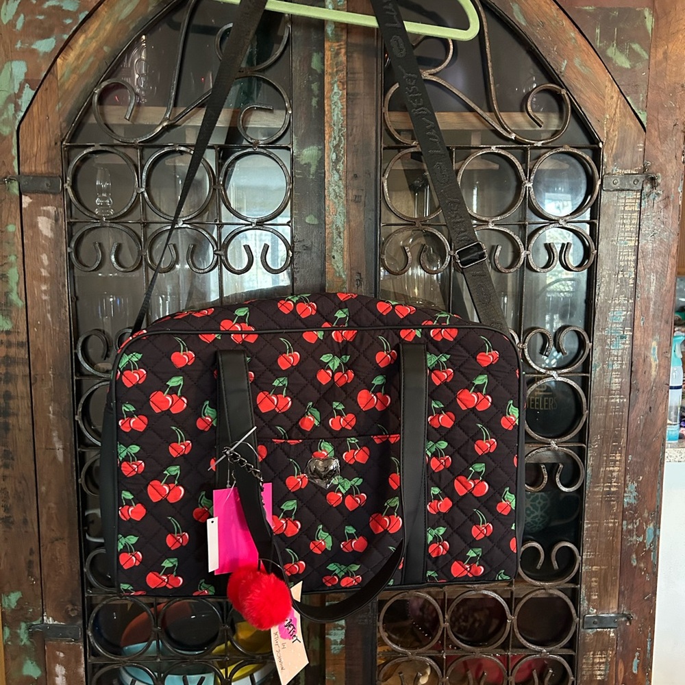 Betsey Johnson Cherry Quilted Weekender Bag